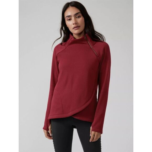 Athleta Sweaters - Athleta Women's Karma Funnel Neck Pullover Sweatshirt Red Size Small